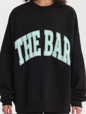 The Bar Black Crewneck with Mint